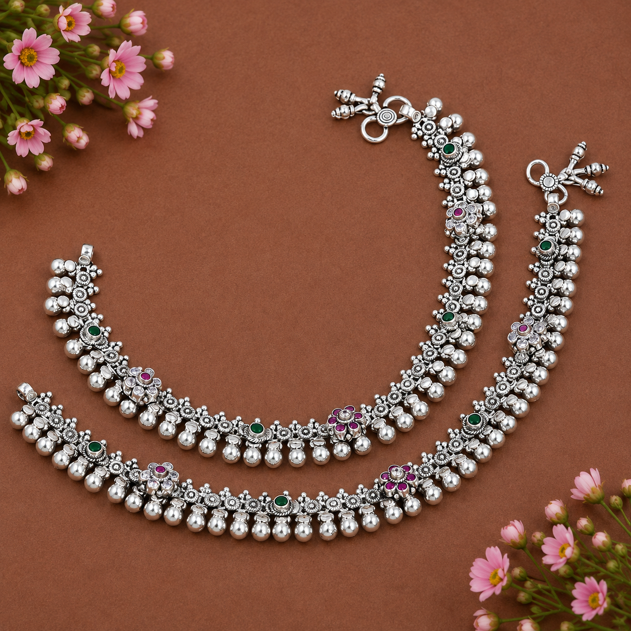 Gulbahar Anklet – 925 Sterling Silver – OYA by Gemkara view 3
