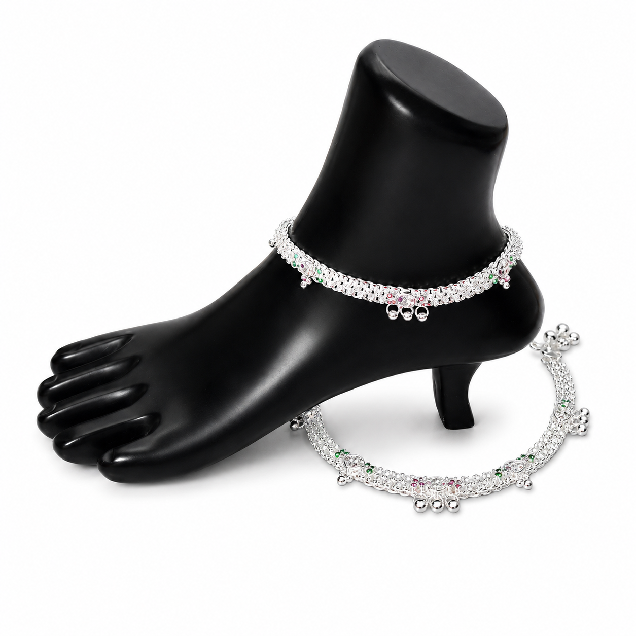 Royal Ghunghroo Anklet – 925 Sterling Silver – OYA by Gemkara view 1