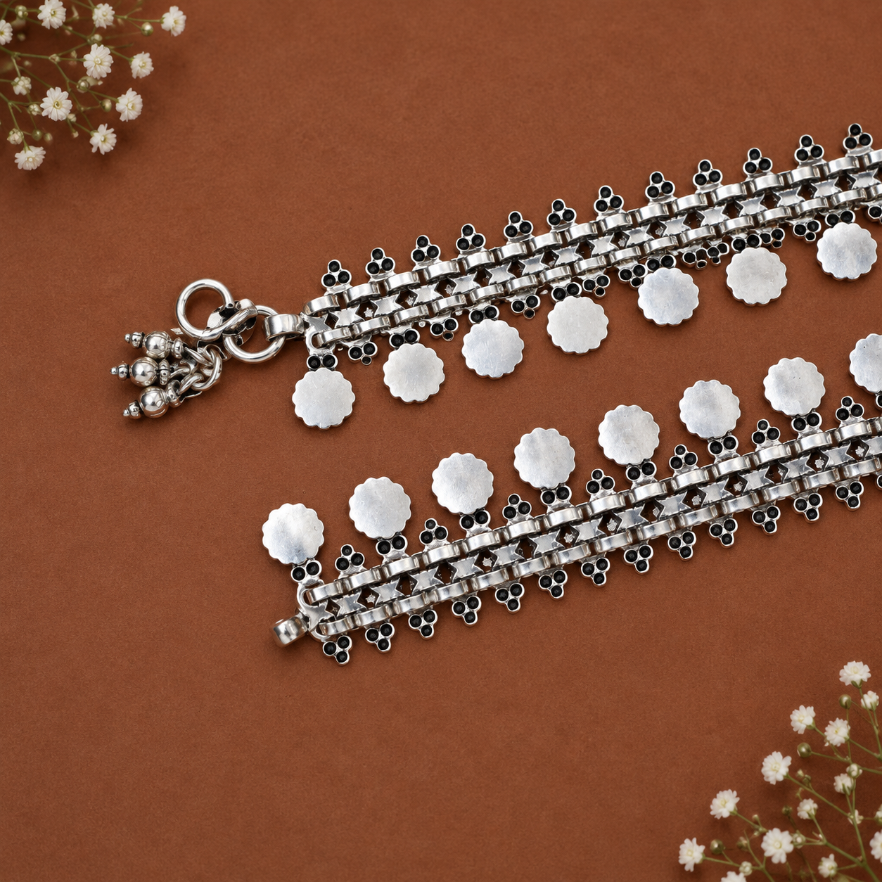 Ruby Bloom Anklet – 925 Sterling Silver – OYA by Gemkara view 2