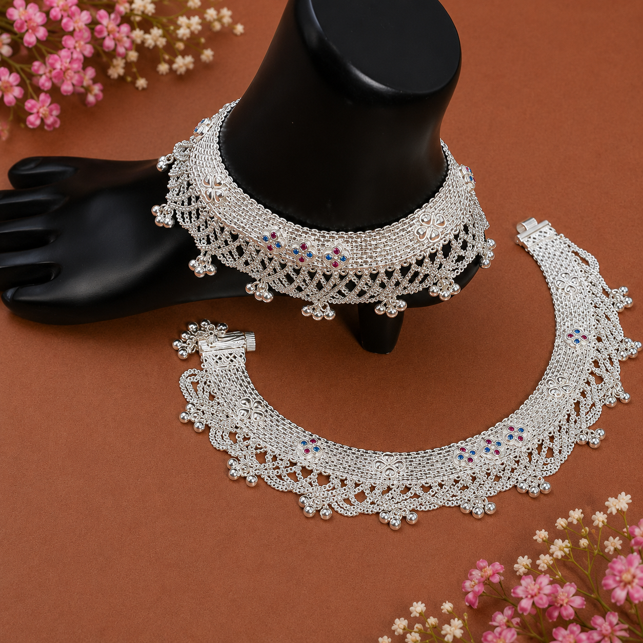 Veil Anklet – 925 Sterling Silver – OYA by Gemkara view 2