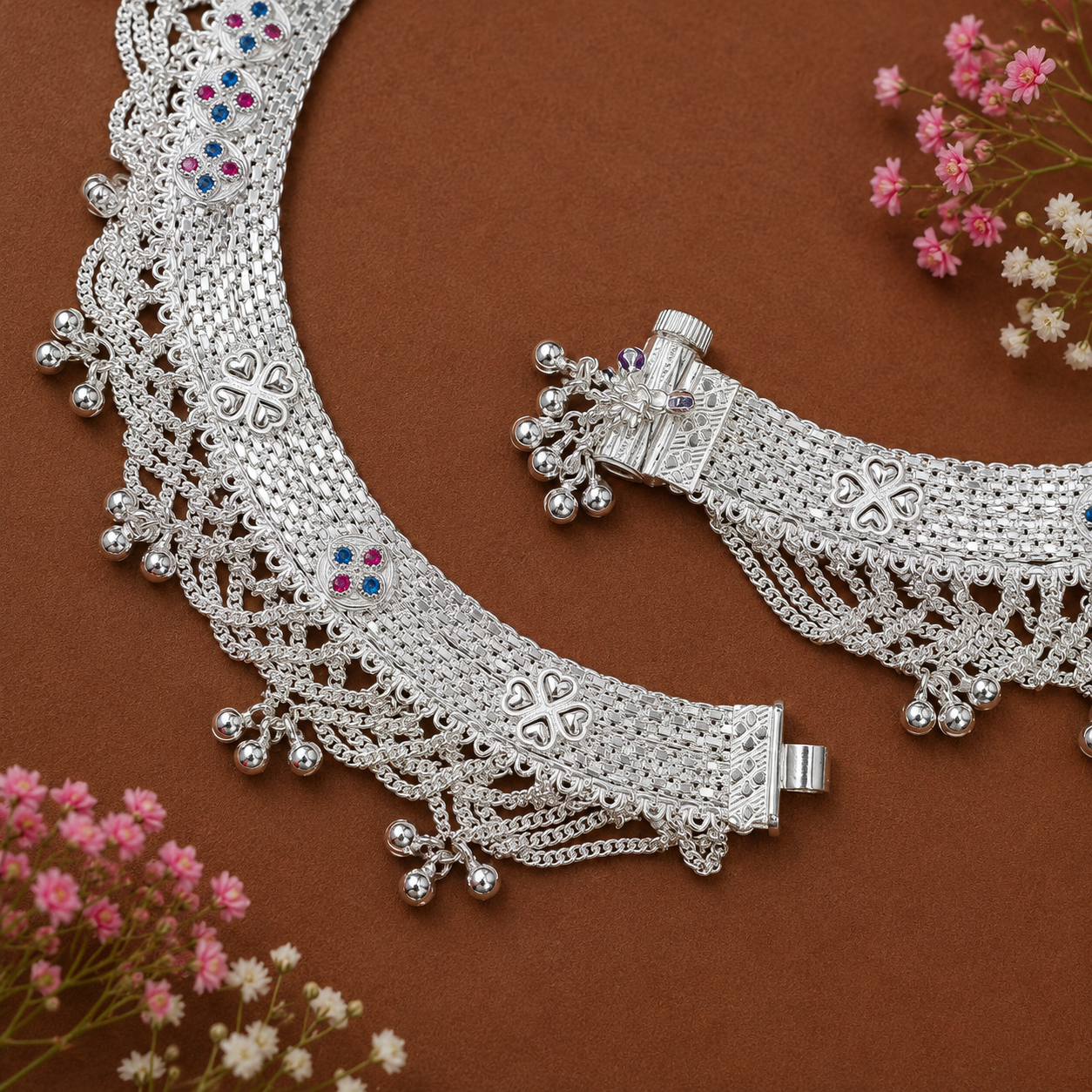 Veil Anklet – 925 Sterling Silver – OYA by Gemkara view 3