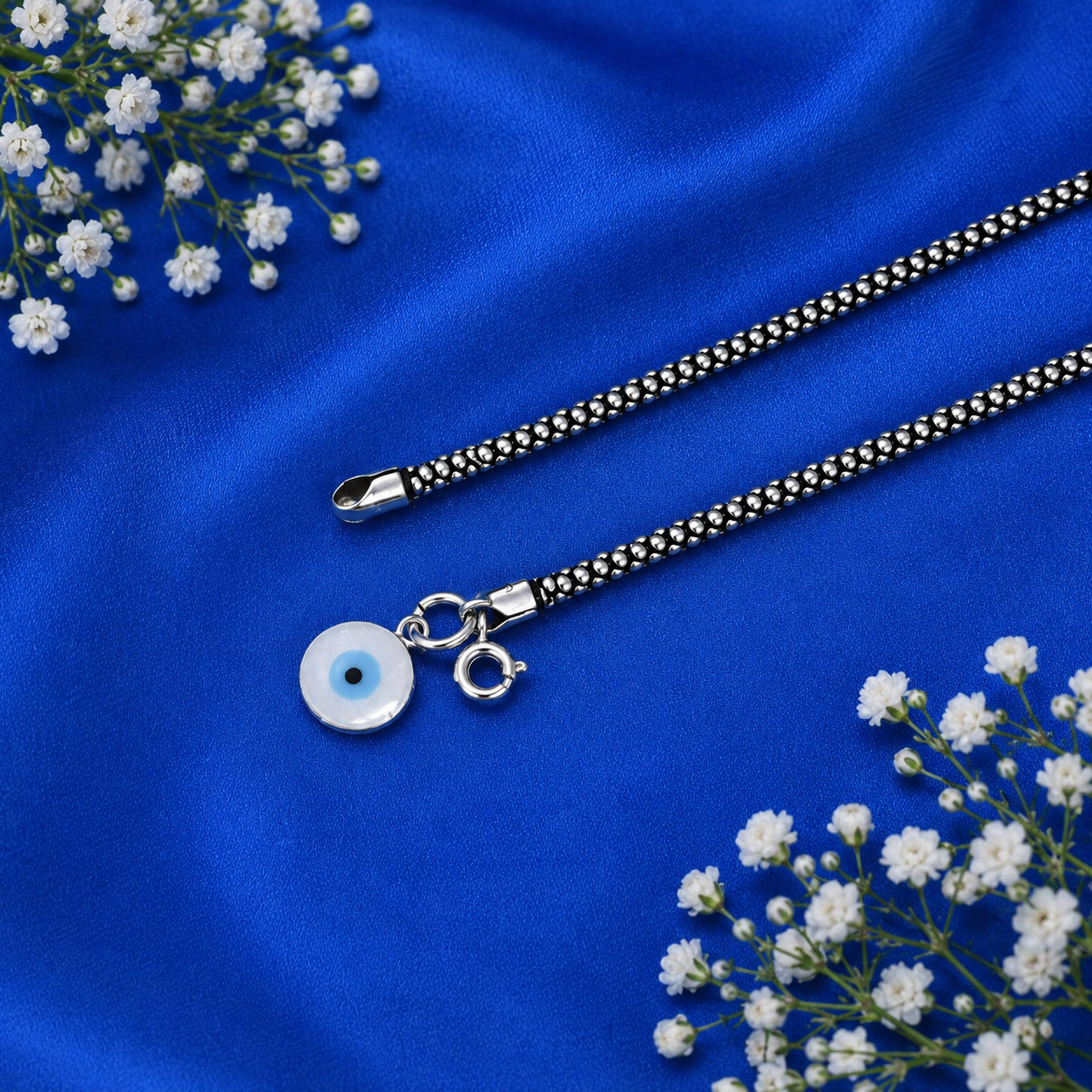 Nazar Anklet -02ANK – 925 Sterling Silver – OYA by Gemkara view 4