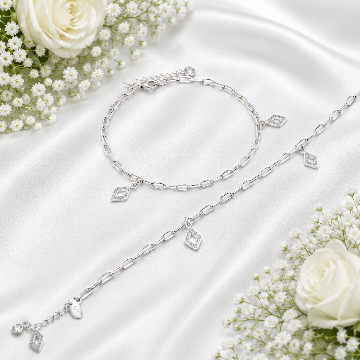 Geo Charm Anklet – 925 Sterling Silver – OYA by Gemkara view 3