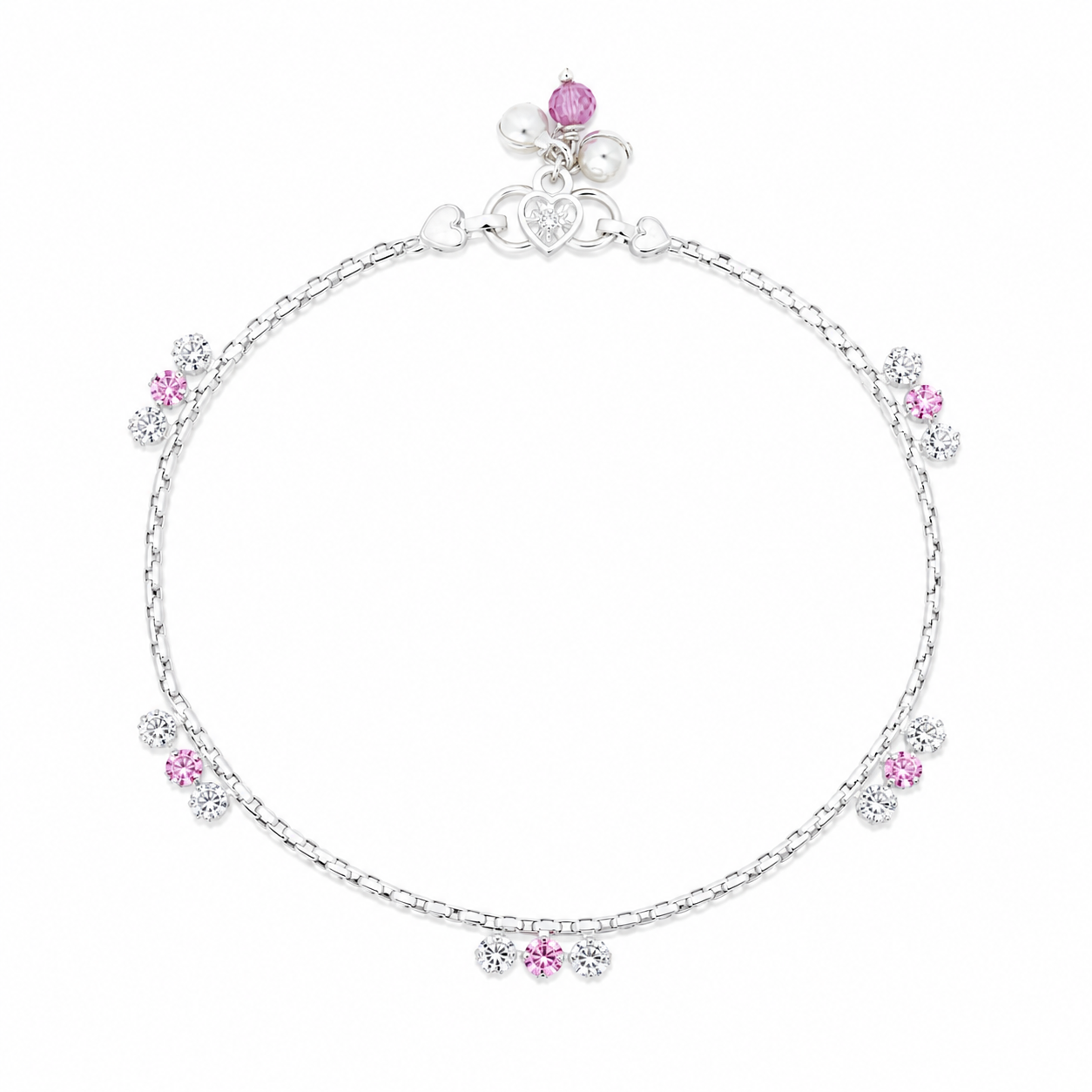 Blush Blossom Anklet – 925 Sterling Silver – OYA by Gemkara view 1