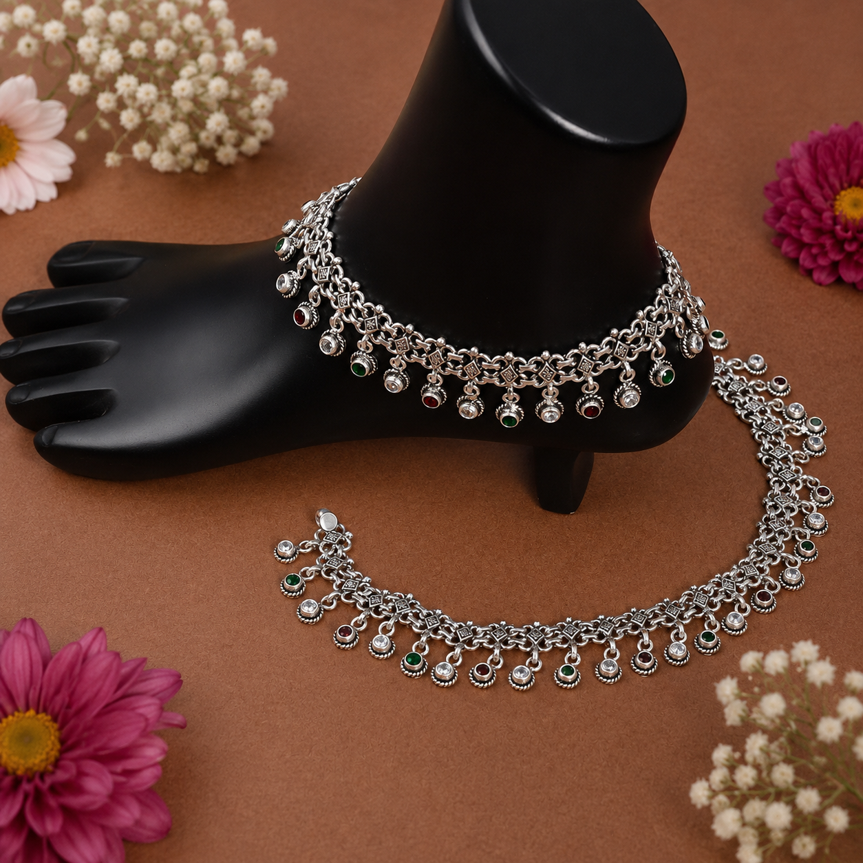 Rangreza Anklet – 925 Sterling Silver – OYA by Gemkara view 2