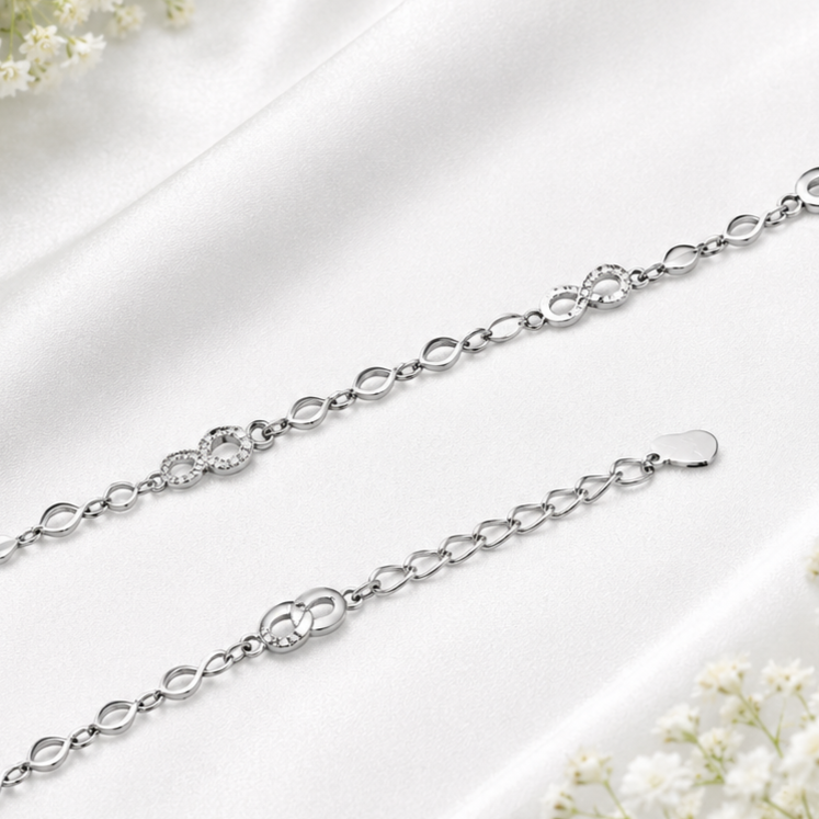 Infinity Pattern Anklet – 925 Sterling Silver – OYA by Gemkara view 3
