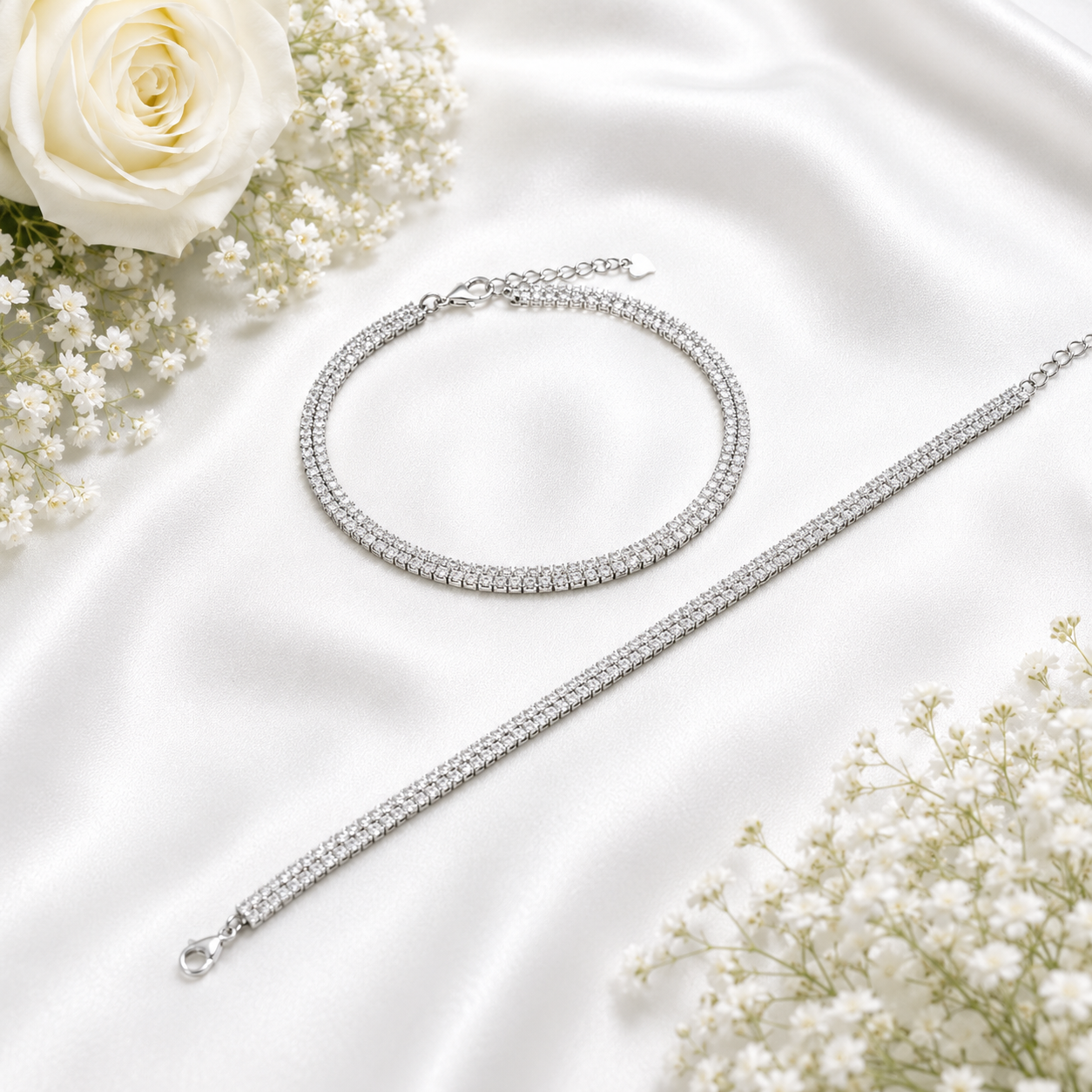 CZ Stone Anklet – 925 Sterling Silver – OYA by Gemkara view 3