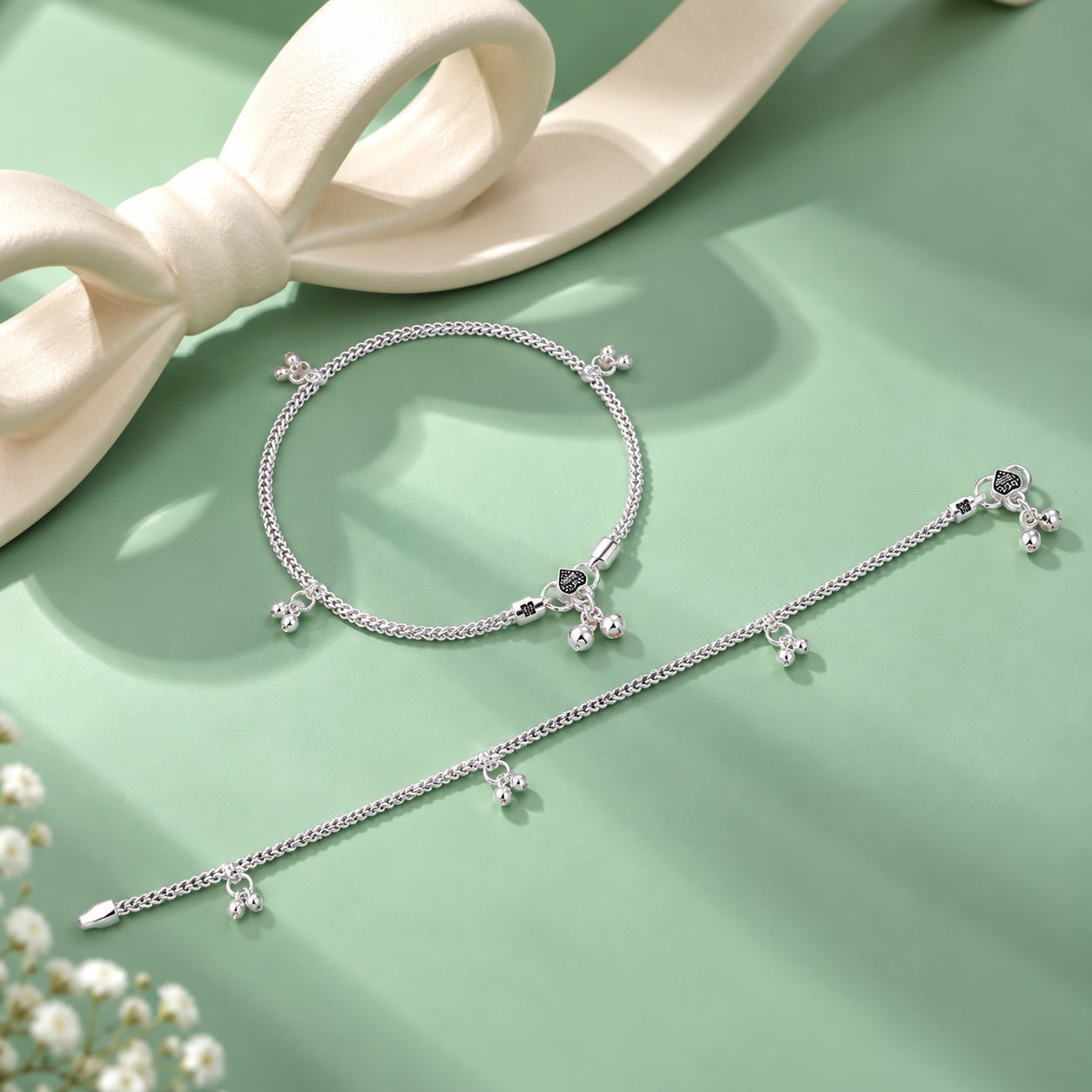 Charm Chain Anklet – 925 Sterling Silver – OYA by Gemkara view 3