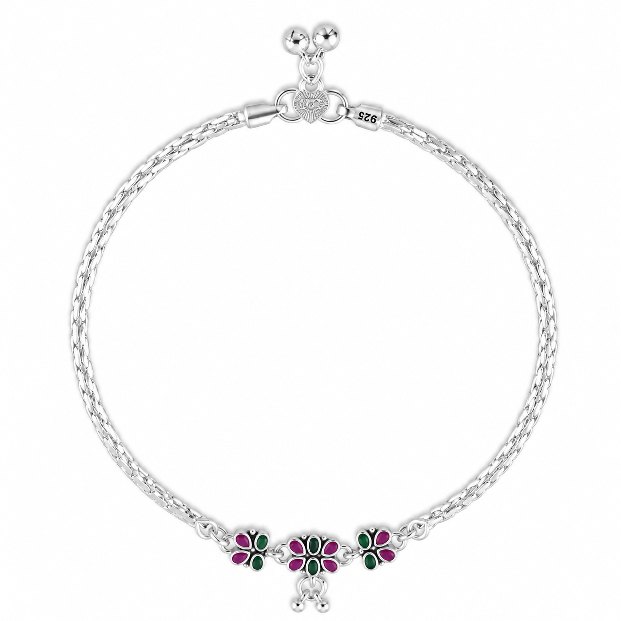 Floral Charm Anklet – 925 Sterling Silver – OYA by Gemkara view 1