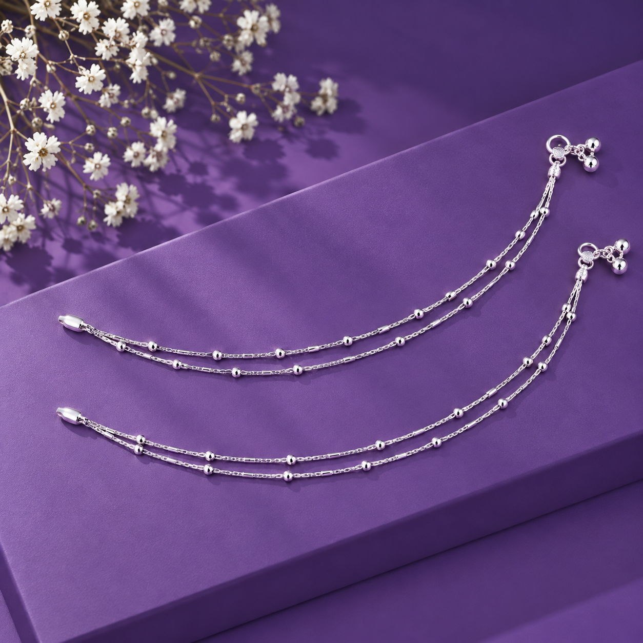 Pearl Chain Anklet – 925 Sterling Silver – OYA by Gemkara view 3