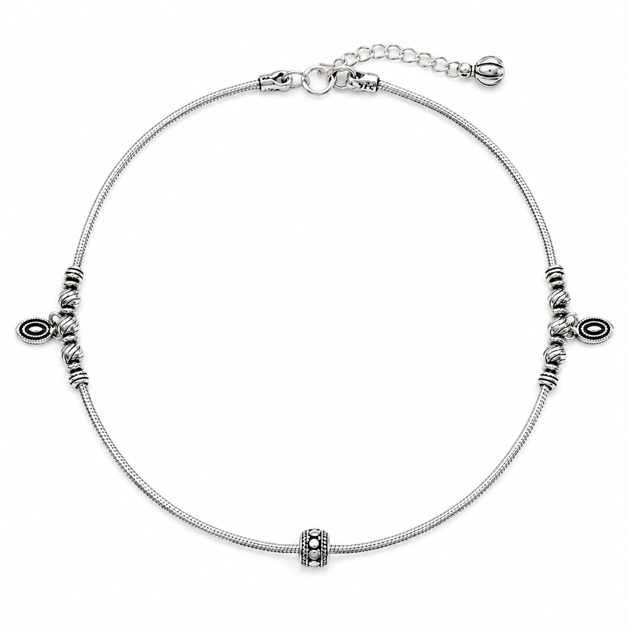 Oxidized Leaf Charm Anklet – 925 Sterling Silver – OYA by Gemkara view 1