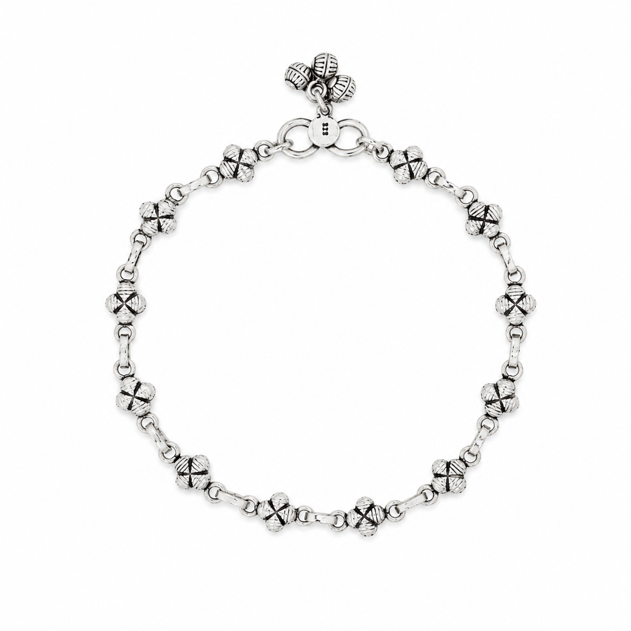 Beaded Anklet – 925 Sterling Silver – OYA by Gemkara view 1