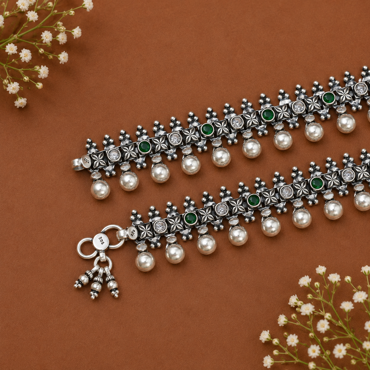 Ghunghroo Bloom Anklet – 925 Sterling Silver – OYA by Gemkara view 4