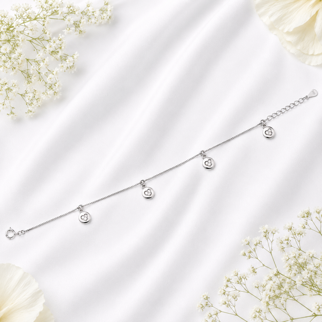 Triple-Charm Anklet – 925 Sterling Silver – OYA by Gemkara view 4