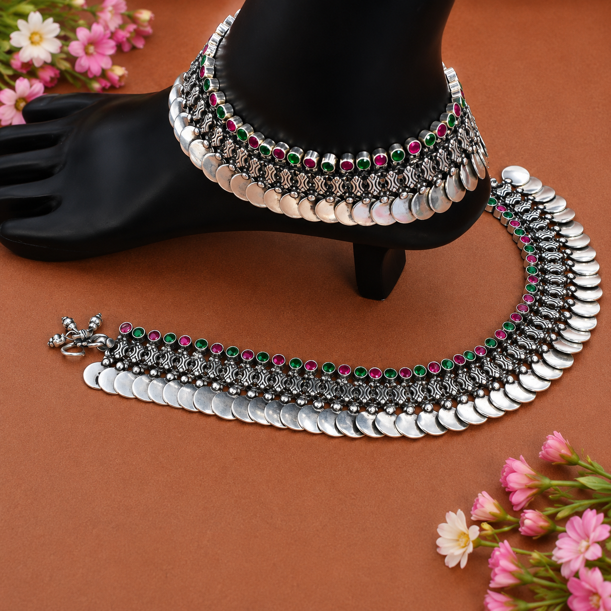 Rivaayat Coin Anklet – 925 Sterling Silver – OYA by Gemkara view 2