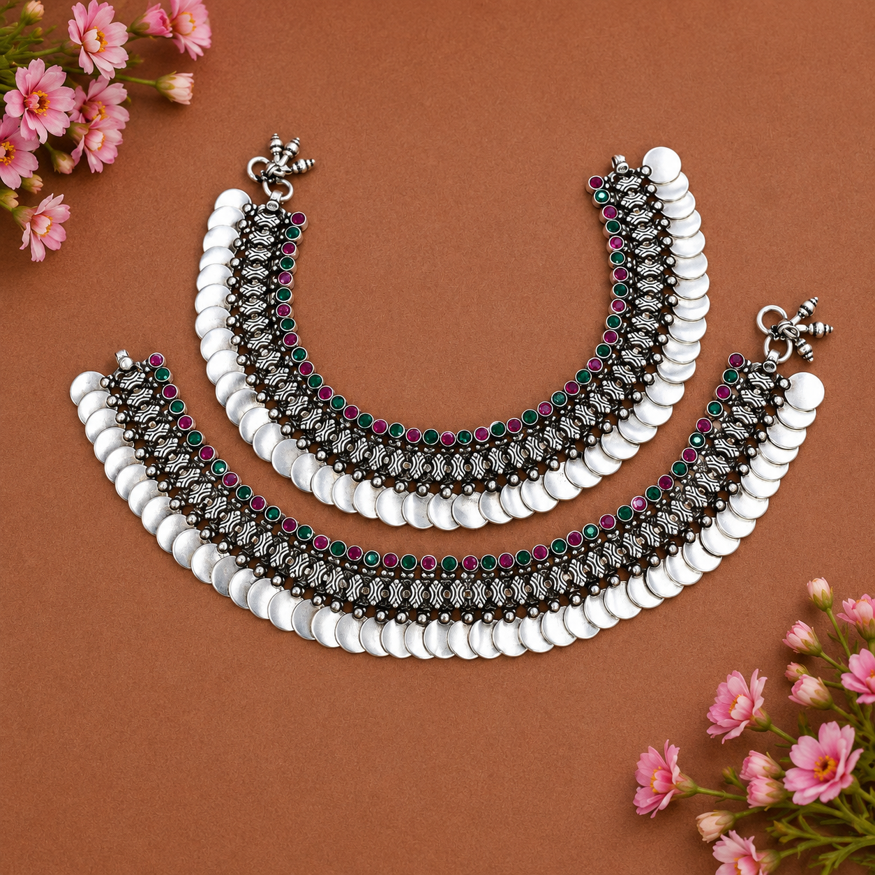 Rivaayat Coin Anklet – 925 Sterling Silver – OYA by Gemkara view 4