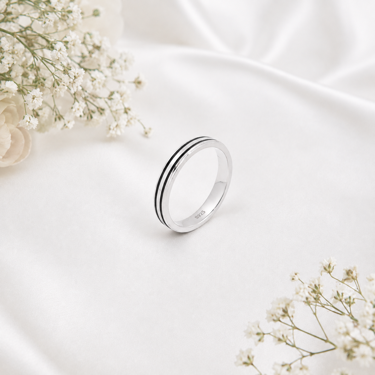 Double Black-Line Ring – 925 Sterling Silver – OYA by Gemkara view 2