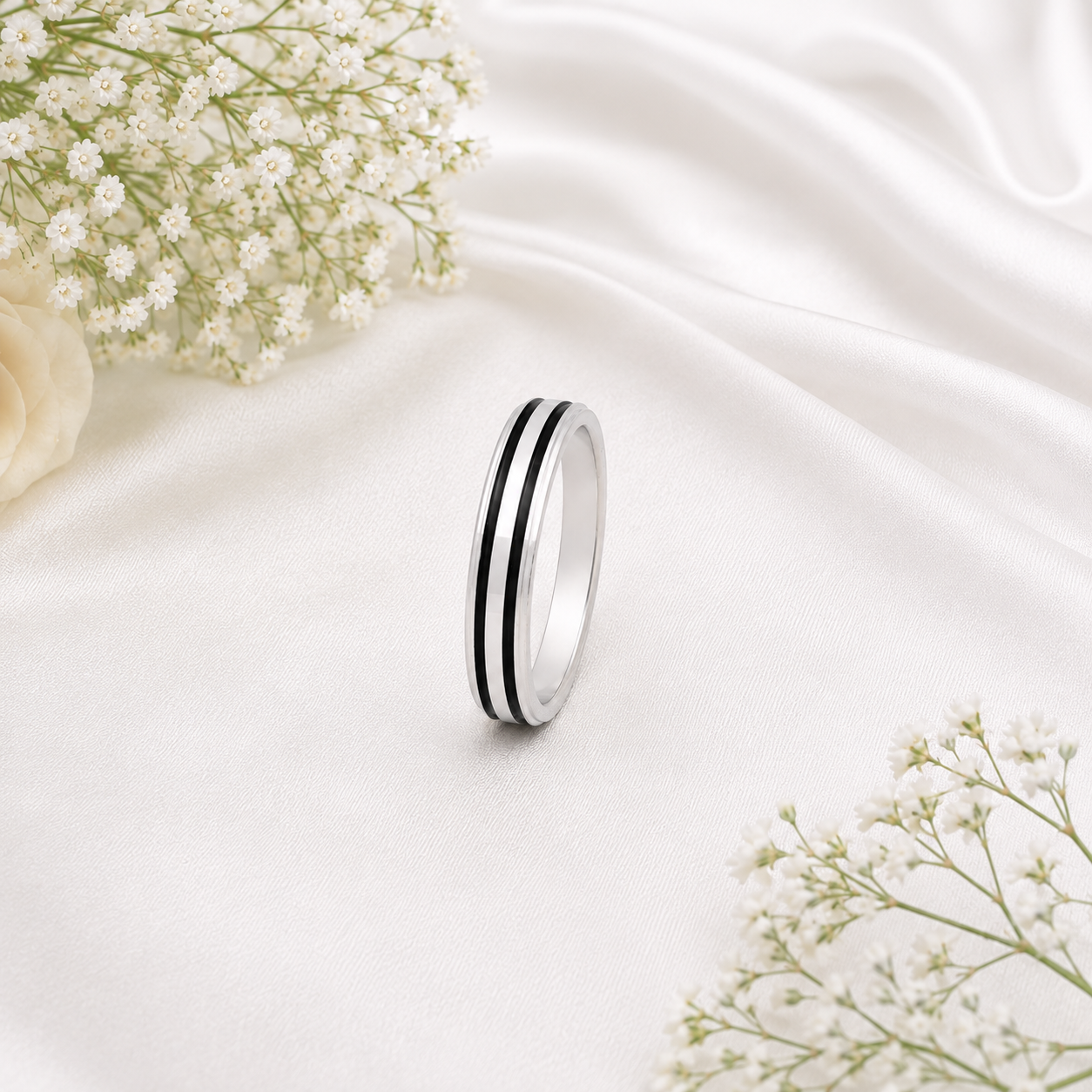 Double Black-Line Ring – 925 Sterling Silver – OYA by Gemkara view 3