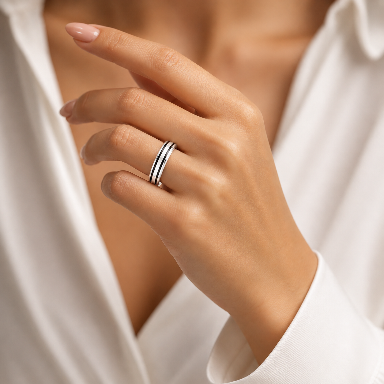 Double Black-Line Ring – 925 Sterling Silver – OYA by Gemkara view 4