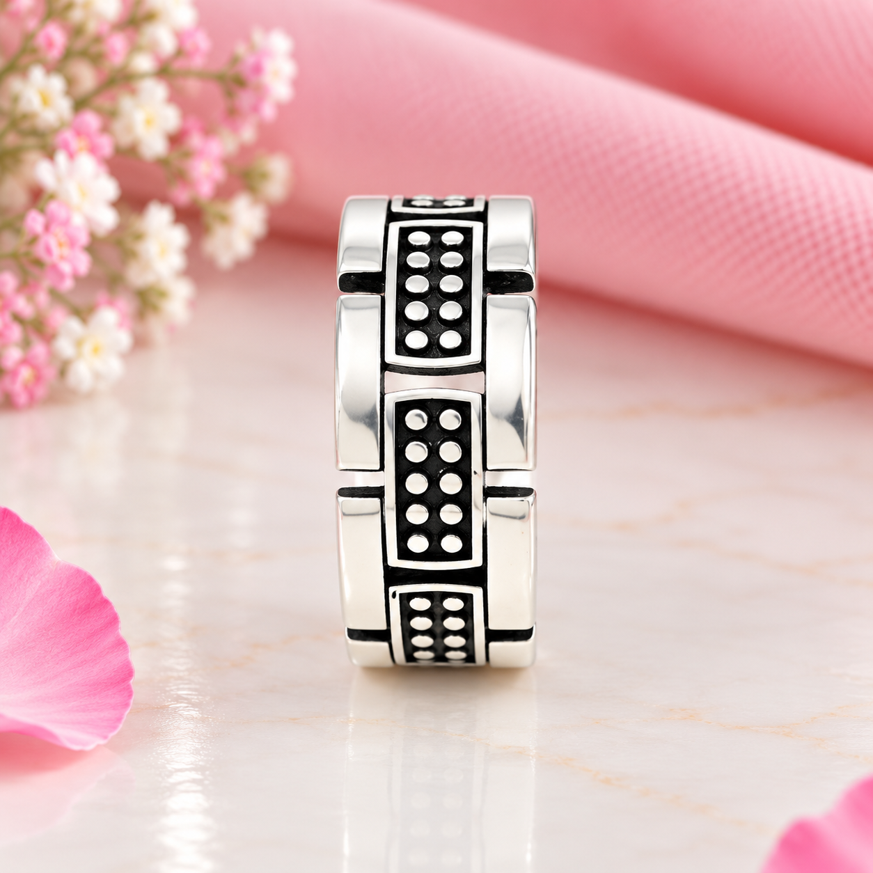 Oxidized Dot Pattern Ring – 925 Sterling Silver – OYA by Gemkara view 4