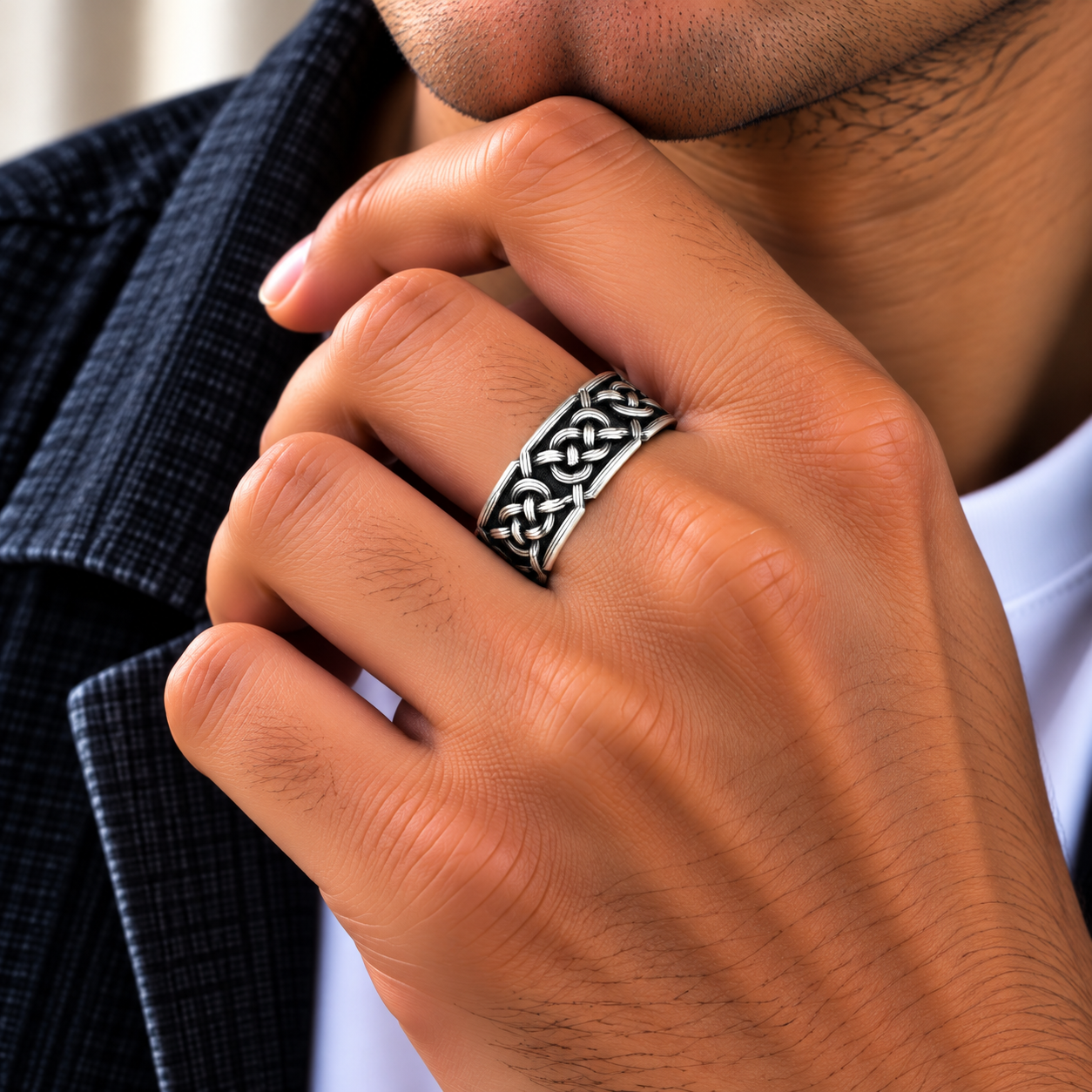 Oxidized Celtic Knot Ring – 925 Sterling Silver – OYA by Gemkara view 2