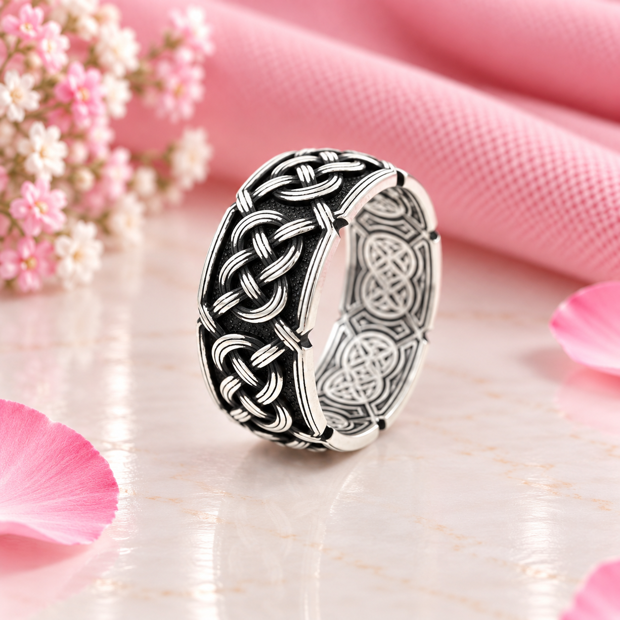 Oxidized Celtic Knot Ring – 925 Sterling Silver – OYA by Gemkara view 3