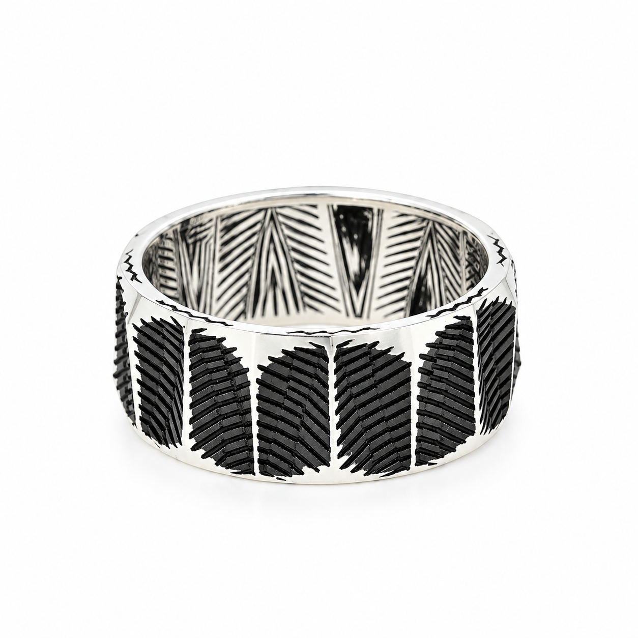 Black Textured Band Ring – 925 Sterling Silver – OYA by Gemkara view 1
