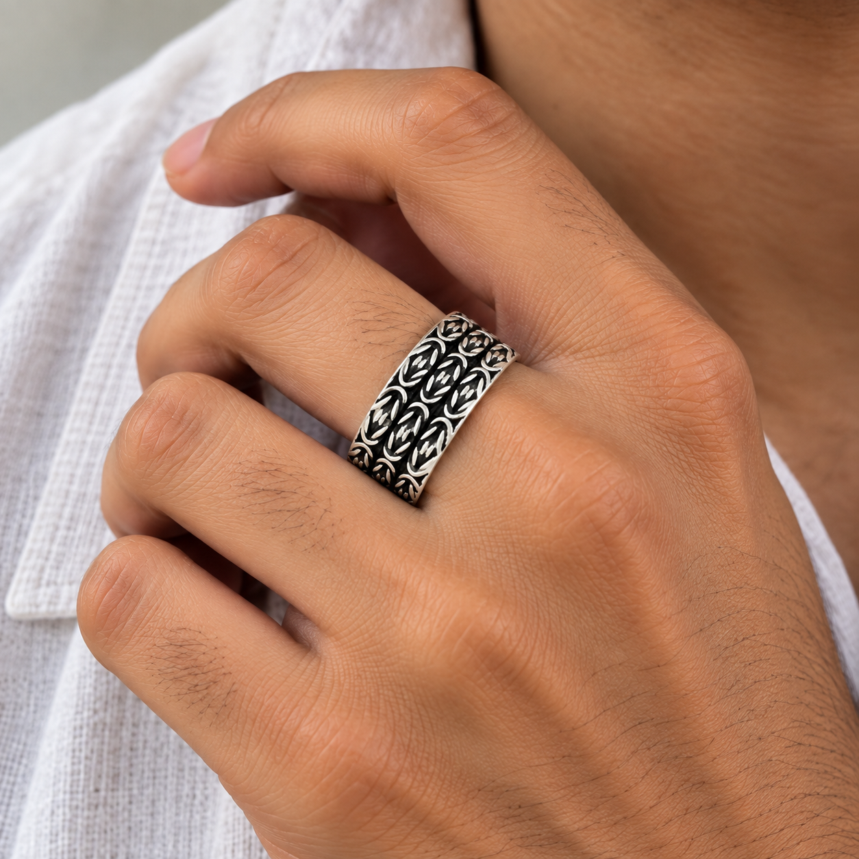 Oxidized Floral Ring – 925 Sterling Silver – OYA by Gemkara view 2