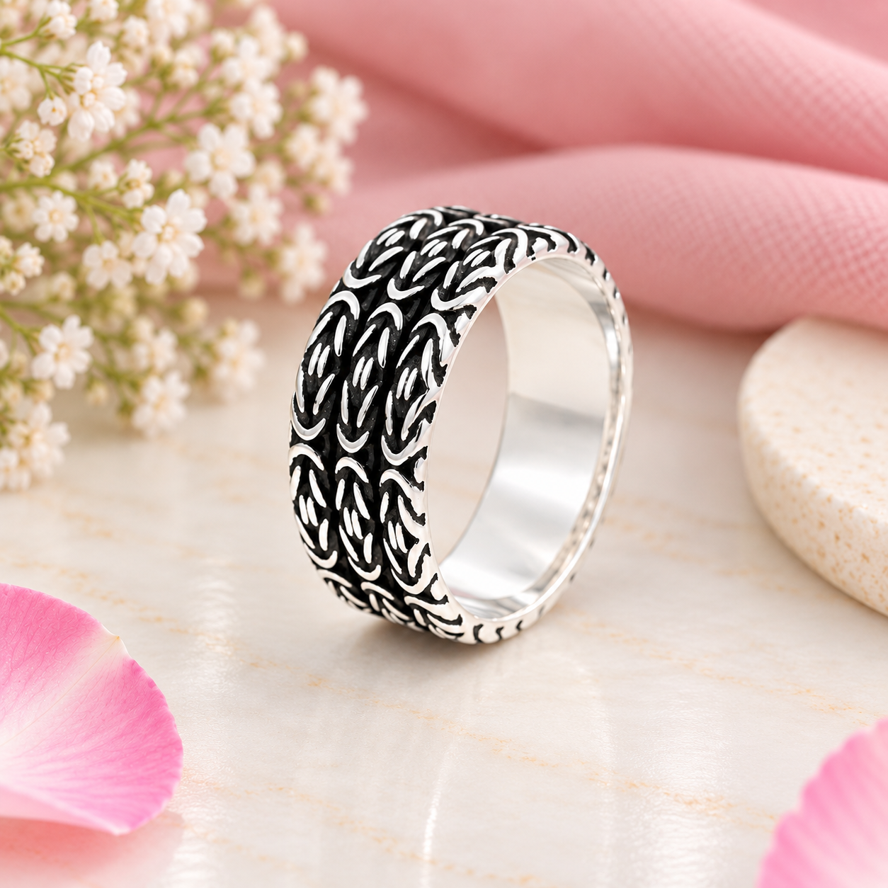Oxidized Floral Ring – 925 Sterling Silver – OYA by Gemkara view 3