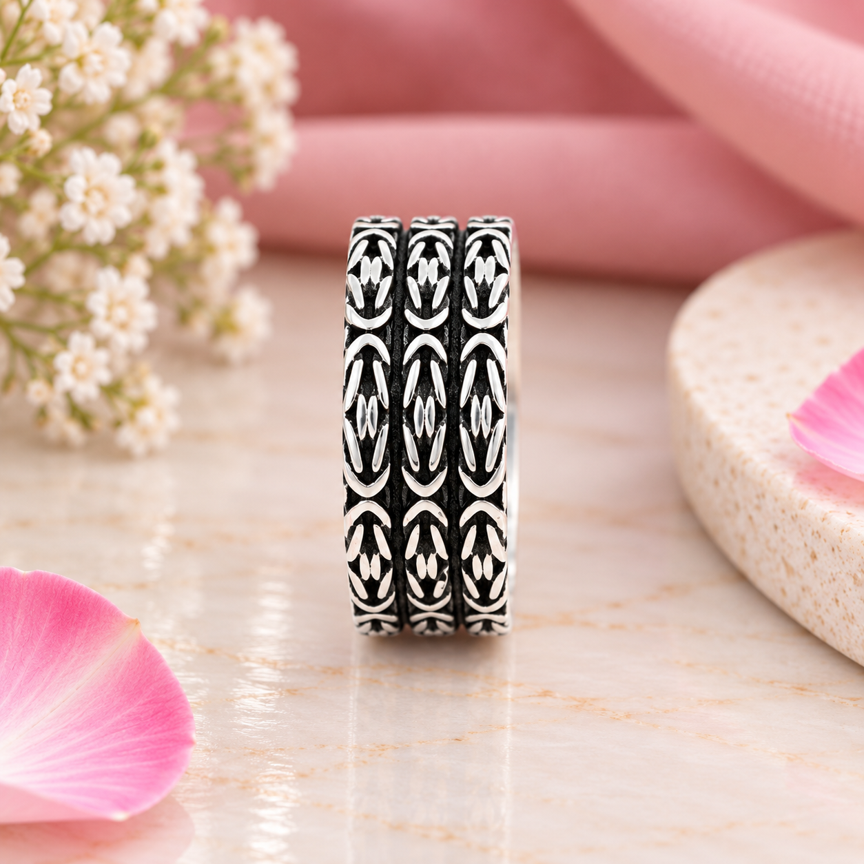 Oxidized Floral Ring – 925 Sterling Silver – OYA by Gemkara view 4