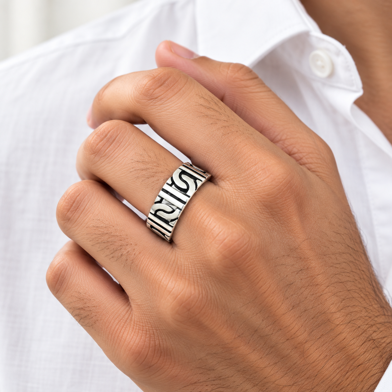 Black Wave Ring – 925 Sterling Silver – OYA by Gemkara view 2