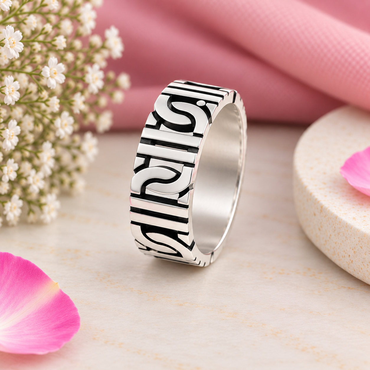 Black Wave Ring – 925 Sterling Silver – OYA by Gemkara view 3