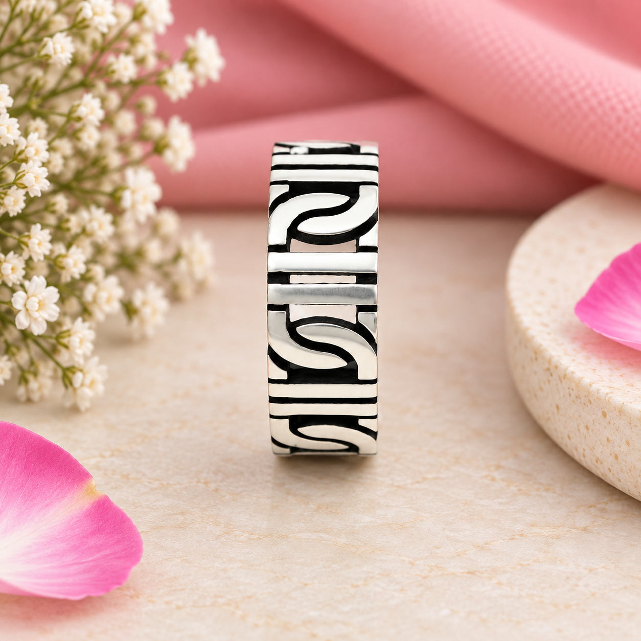Black Wave Ring – 925 Sterling Silver – OYA by Gemkara view 4