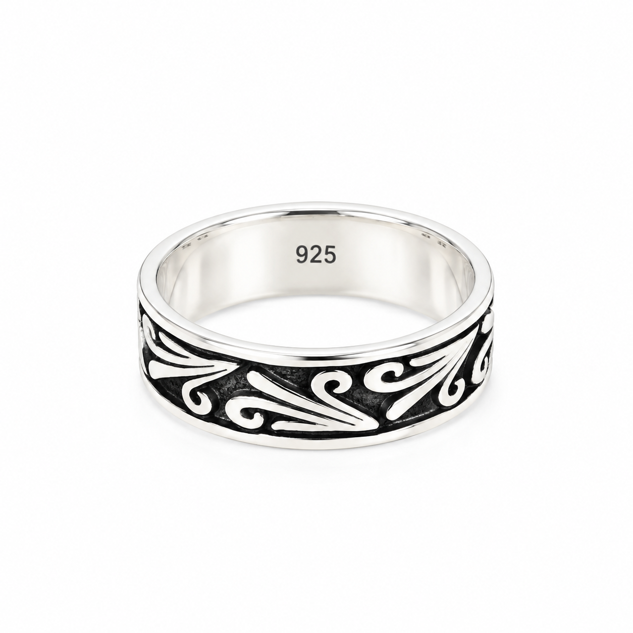 Oxidized Floral Band Ring – 925 Sterling Silver – OYA by Gemkara view 1