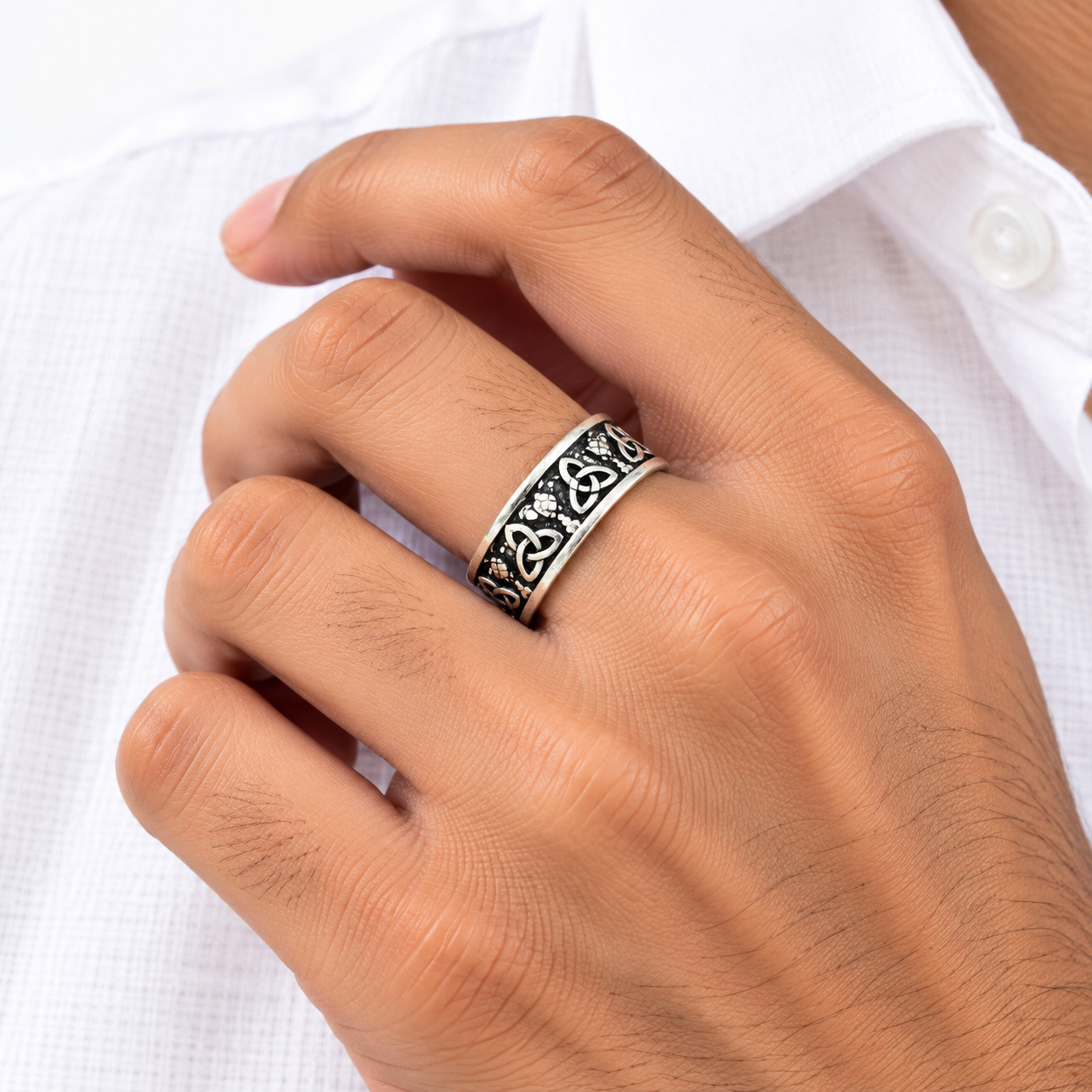 Oxidized Floral Ring – 925 Sterling Silver – OYA by Gemkara view 2