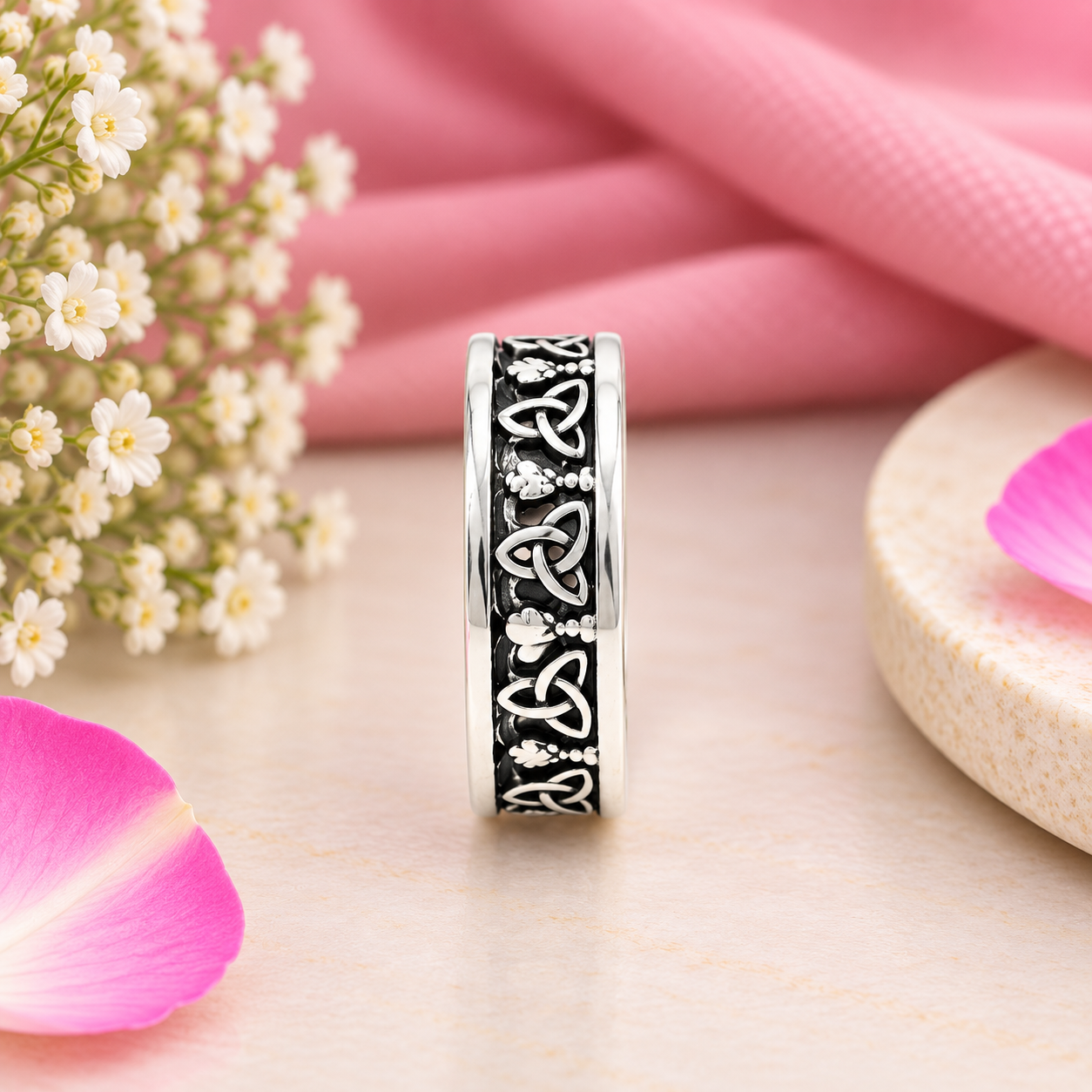 Oxidized Floral Ring – 925 Sterling Silver – OYA by Gemkara view 4