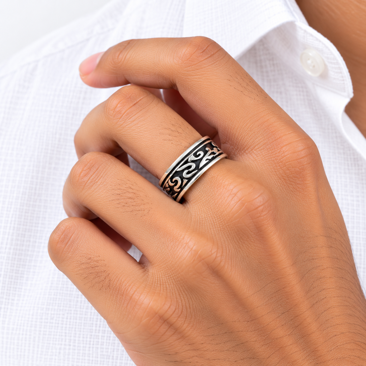 Oxidized Scroll Ring – 925 Sterling Silver – OYA by Gemkara view 2