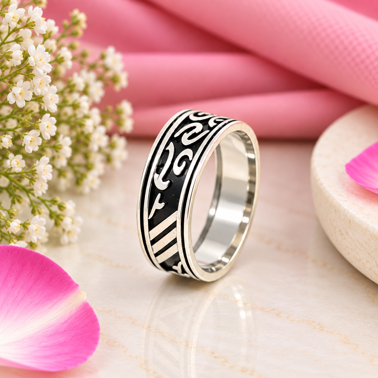 Oxidized Scroll Ring – 925 Sterling Silver – OYA by Gemkara view 3