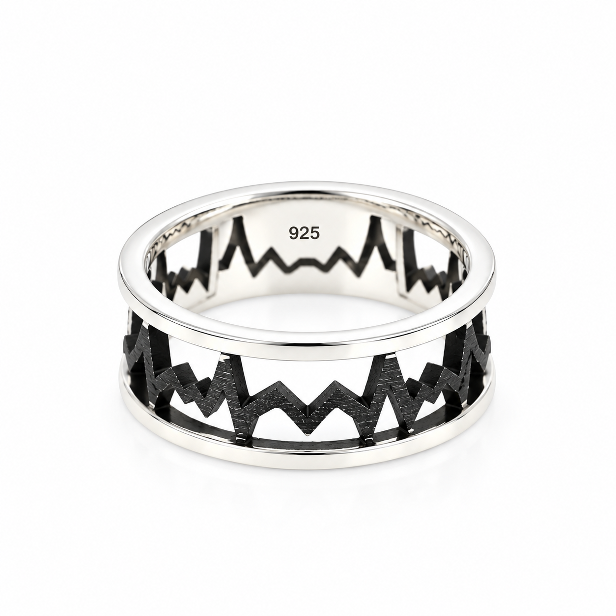 Black Geometric Ring – 925 Sterling Silver – OYA by Gemkara view 1