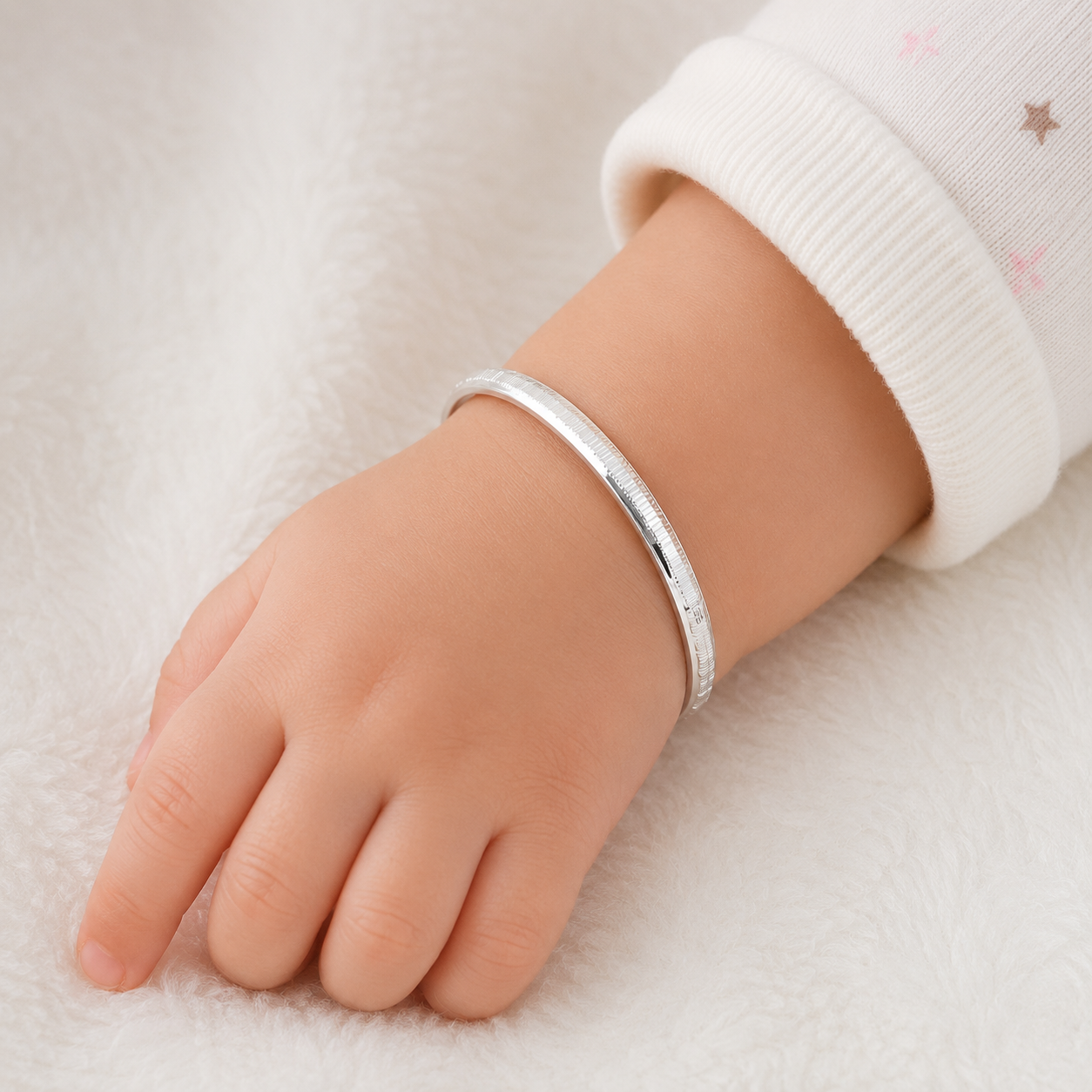 Italian Bark Texture Baby Kada – 925 Sterling Silver – OYA by Gemkara view 2