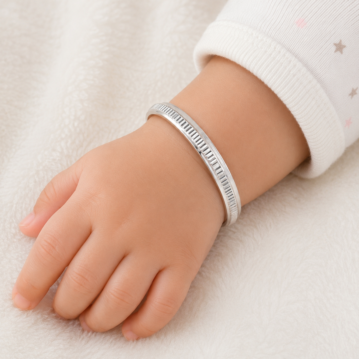 Italian Fluted Baby Kada – 925 Sterling Silver – OYA by Gemkara view 2