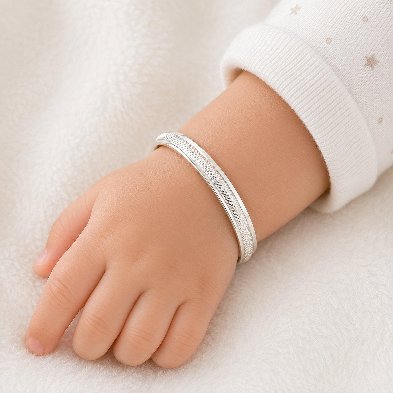 Italian Diamond Cut Baby Kada – 925 Sterling Silver – OYA by Gemkara view 2