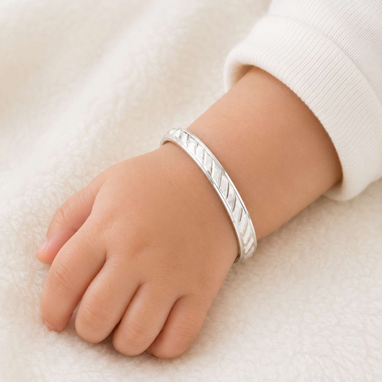 Italian Diagonal Stripe Baby Kada – 925 Sterling Silver – OYA by Gemkara view 2