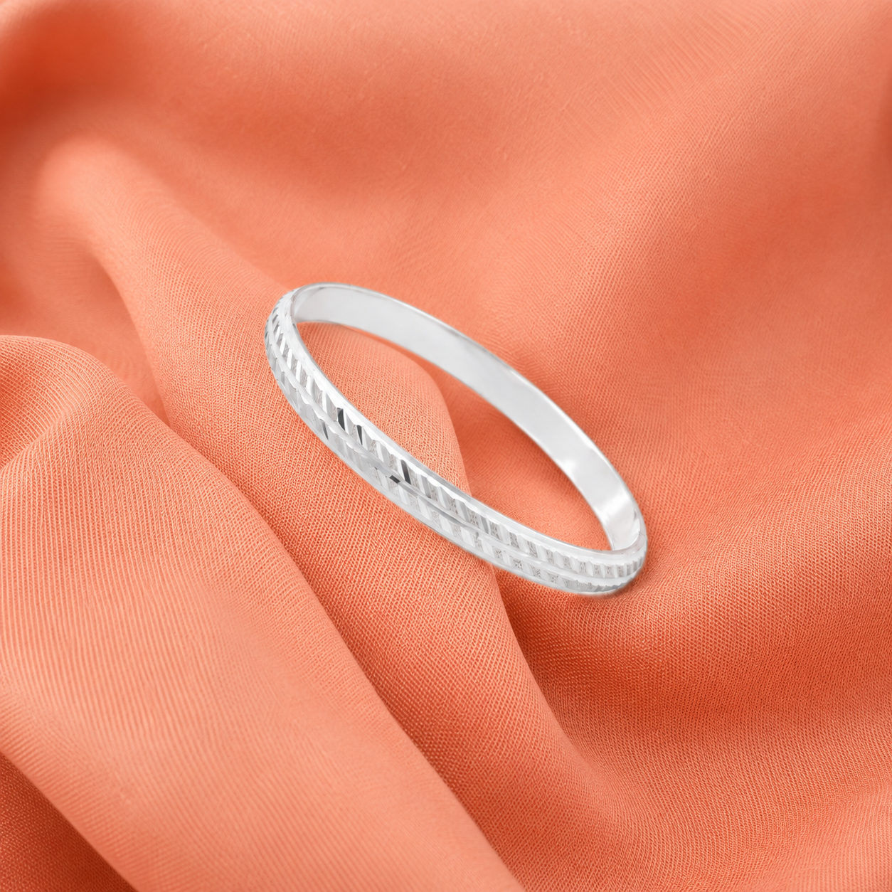 Baby Silver Engraved Kada – OYA by Gemkara view 2