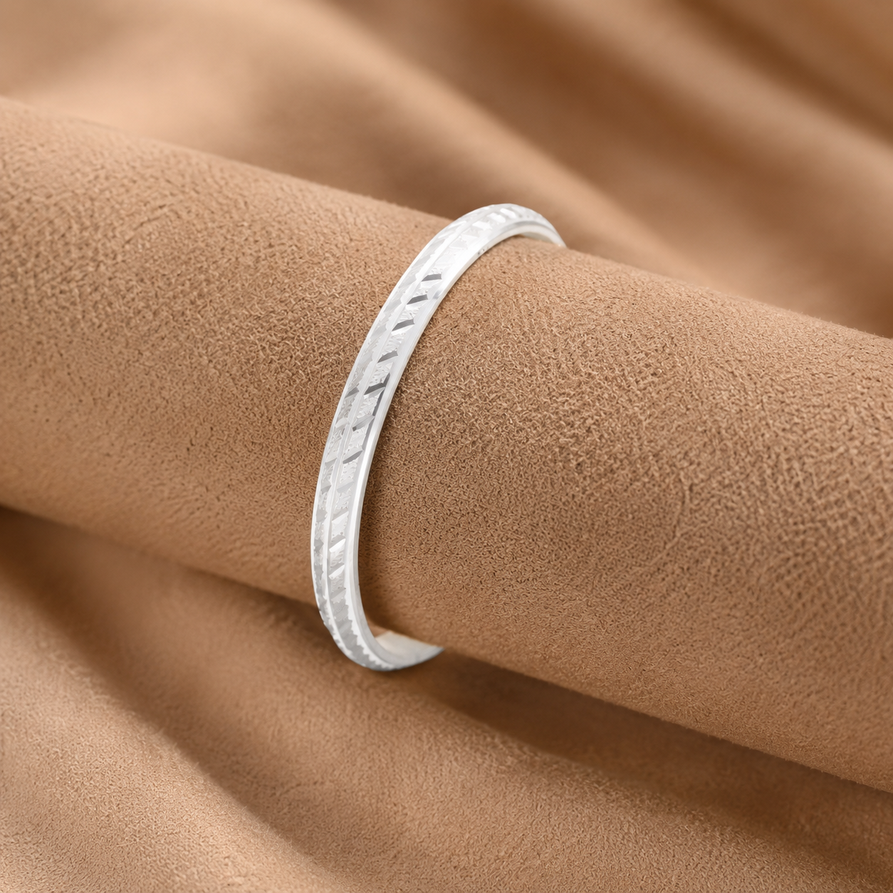Baby Silver Engraved Kada – OYA by Gemkara view 3