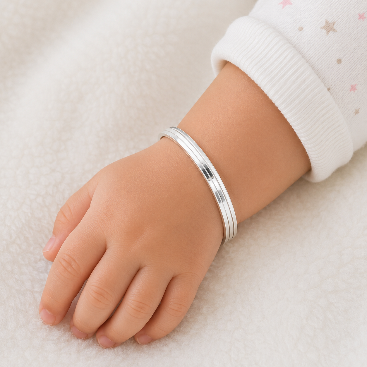 Italian Double Line Baby Kada – 925 Sterling Silver – OYA by Gemkara view 2