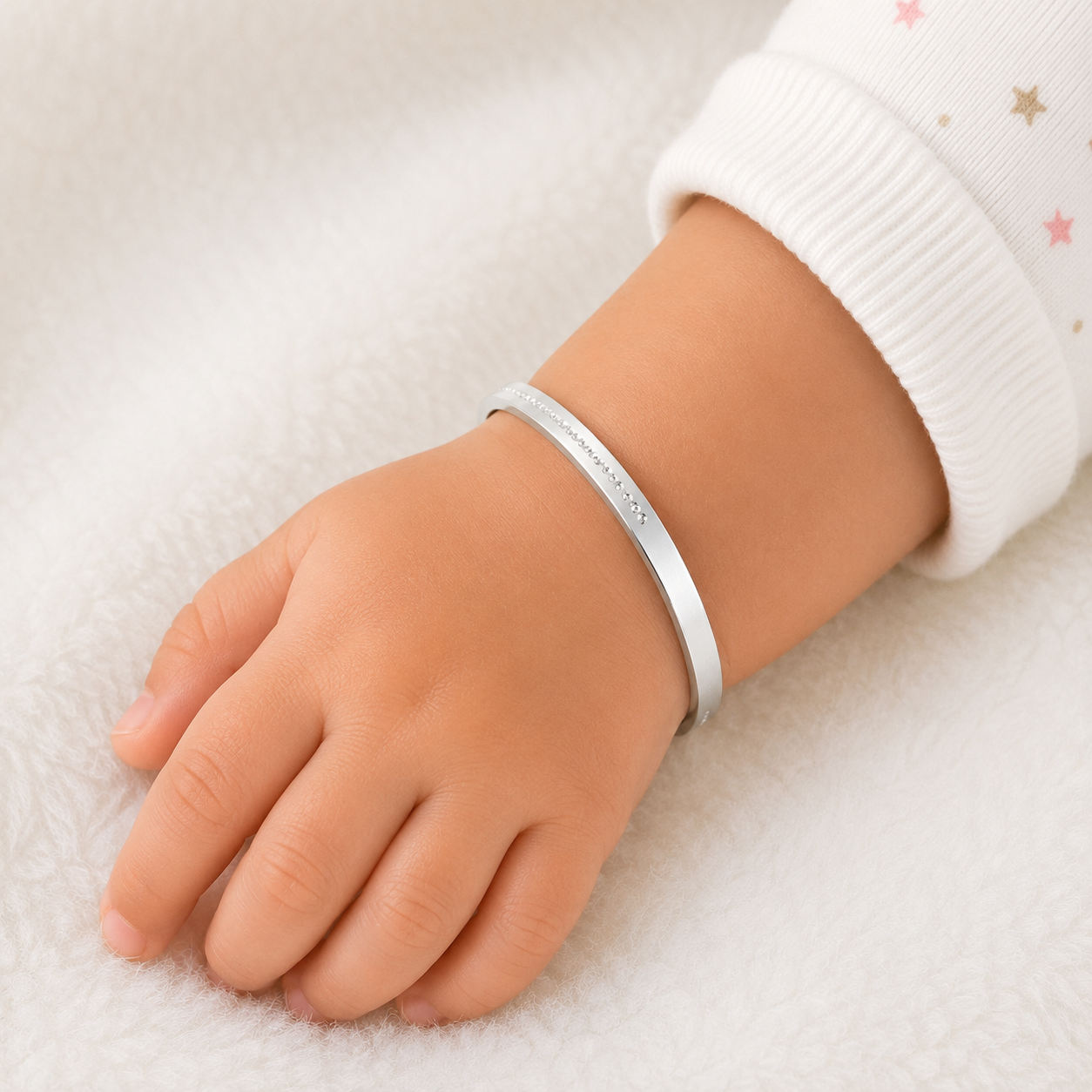 Italian Beaded Accent Baby Kada – 925 Sterling Silver – OYA by Gemkara view 2