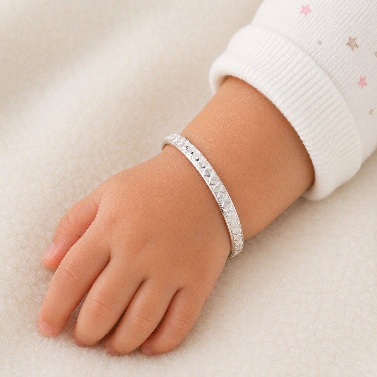 Italian Diamond Cut Baby Kada – 925 Sterling Silver – OYA by Gemkara view 2