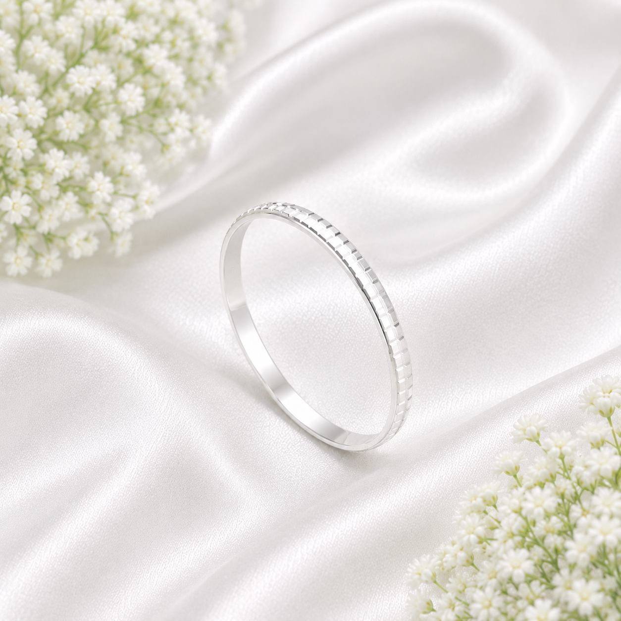 Italian Diamond Brick Baby Kada – 925 Sterling Silver – OYA by Gemkara view 3
