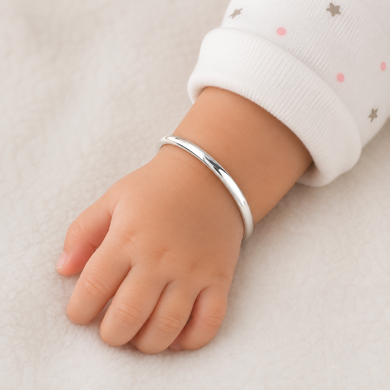 Italian Brick Pattern Baby Kada – 925 Sterling Silver – OYA by Gemkara view 2